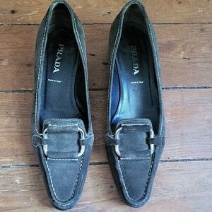 Prada Women's Green Suede Loafers